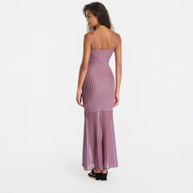 Sukienka GUESS Sl Sheer Skirt Meena Ribbed Dress Twilight Lavender/ Multi
