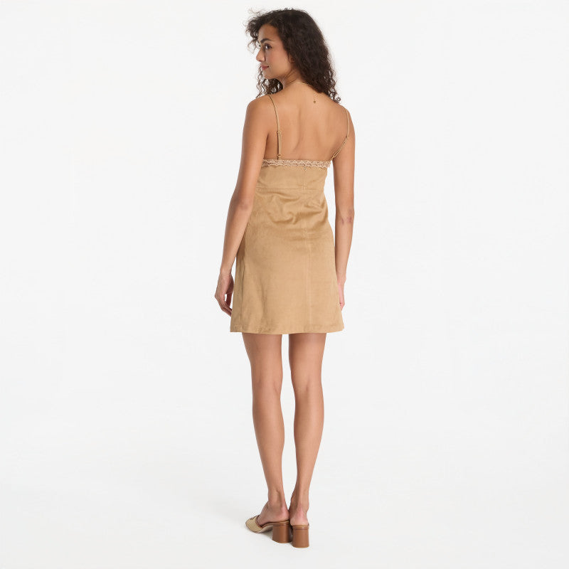 Sukienka GUESS Flaminia Faux Suede Mini Dress Safari Tan/ Multi