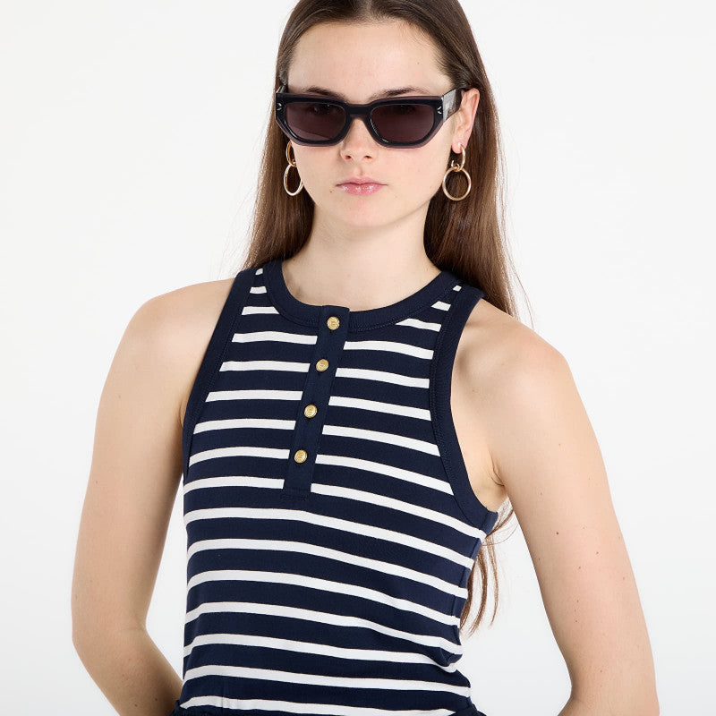 Sukienka Tommy Hilfiger Gold Button Poplin Mix Dress Breton Stripe Dark Night/ Ecru