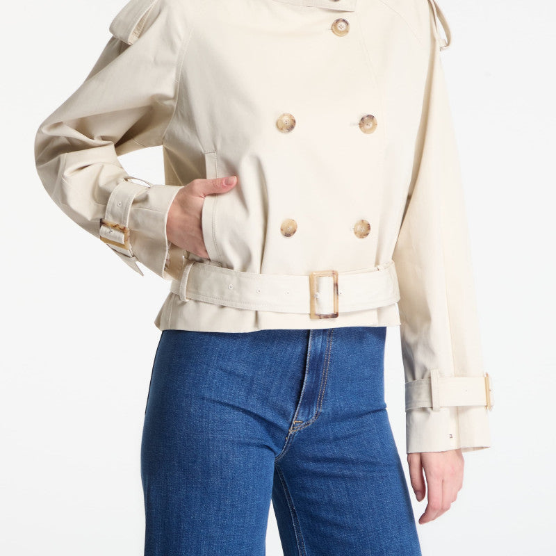 Tommy Hilfiger Cotton Crop Trench Jacket Light Silt