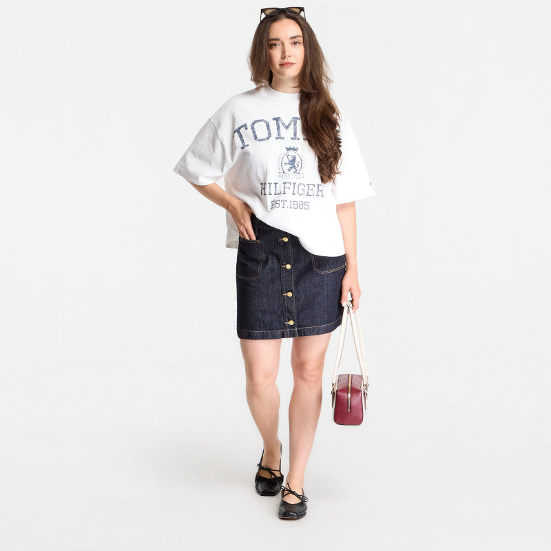 Tommy Hilfiger Varsity Crest Rlx Ss T-Shirt Ecru