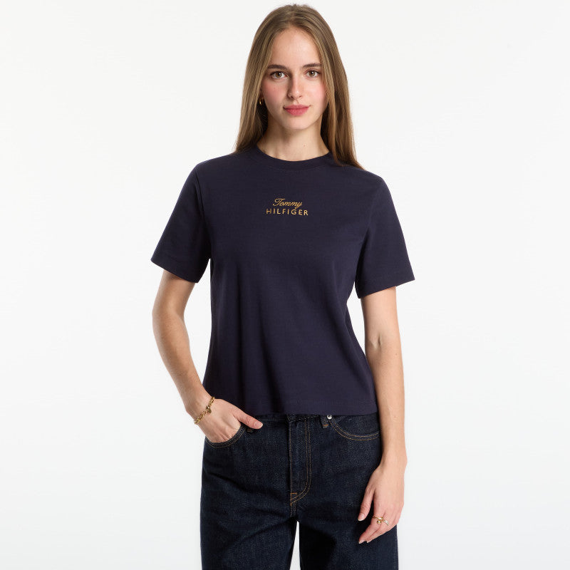 Tommy Hilfiger Gold Script Mdrn C-Nk S/S Tee Space Blue